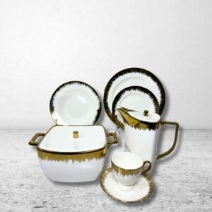 Home Dinner Set Golden Bone China 61Pc